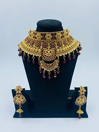 Stylish Maroon Alloy Crystal Jewellery Set For Women-thumb1