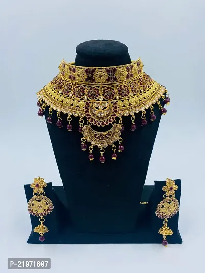 Stylish Maroon Alloy Crystal Jewellery Set For Women-thumb2