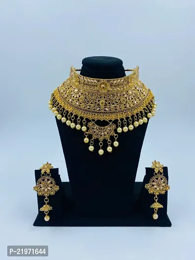 Stylish Golden Alloy Topaz Jewellery Set For Women-thumb2