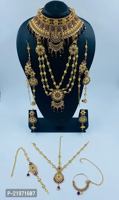 Stylish Maroon Alloy Crystal Jewellery Set For Women