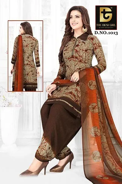 Fashionable Crepe Printed Dress Material With Dupatta