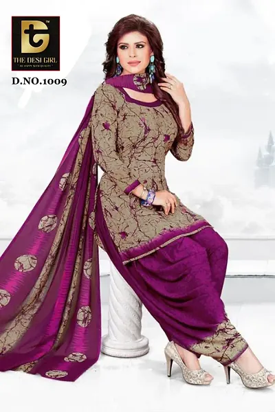 Beautiful Crepe Abstract Print Dress Material with Dupatta