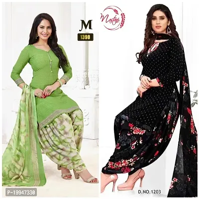 Fancy Synthetic Unstitched Dress Material For Women Pack Of 2