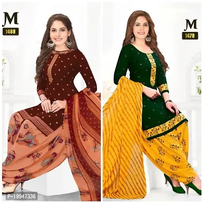 Fancy Synthetic Unstitched Dress Material For Women Pack Of 2