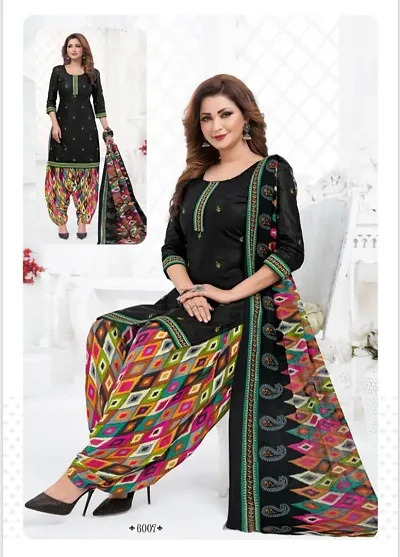 Pretty Cotton Printed Dress Material with Dupatta For Women