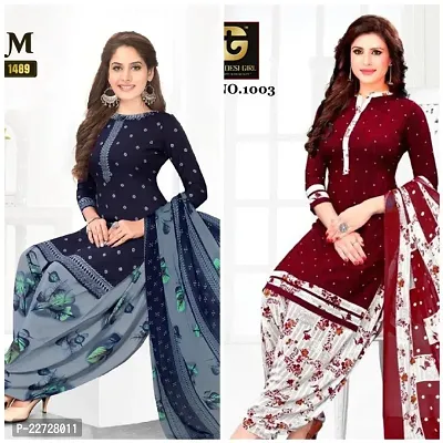 Fancy Synthetic Unstitched Dress Material For Women Pack Of 2