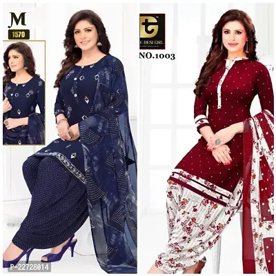 Fancy Synthetic Unstitched Dress Material For Women Pack Of 2