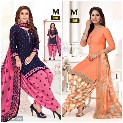 Fancy Synthetic Unstitched Dress Material For Women Pack Of 2