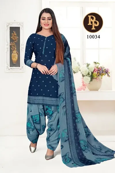 Stylish Synthetic Crepe Printed Unstitched Suit