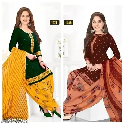 Fancy Synthetic Unstitched Dress Material For Women Pack Of 2