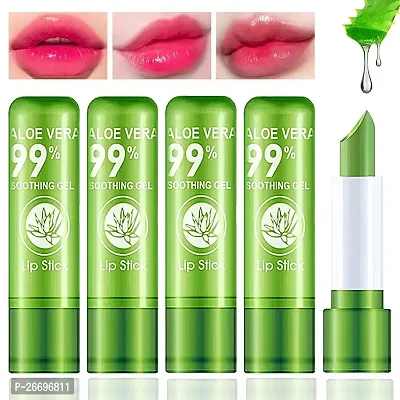 Moisture Aloe Vera Natural Temperature Changed Colour Long-Lasting Nourish Protect Lips Care Lip Balm Lipstick Set of 4