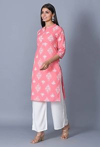 Contemporary Peach Cotton Chikankari Straight Kurta For Women-thumb2