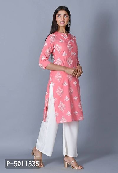 Contemporary Peach Cotton Chikankari Straight Kurta For Women-thumb2