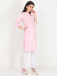 Contemporary Pink Cotton Chikankari Straight Kurta For Women-thumb2