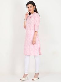 Contemporary Pink Cotton Chikankari Straight Kurta For Women-thumb1