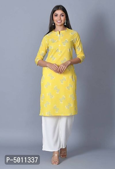 Contemporary Yellow Cotton Chikankari Straight Kurta For Women