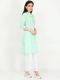 Contemporary Turquoise Cotton Chikankari  Straight Kurta For Women-thumb2