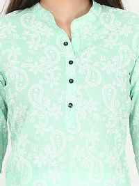 Contemporary Turquoise Cotton Chikankari  Straight Kurta For Women-thumb4