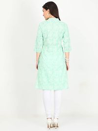 Contemporary Turquoise Cotton Chikankari  Straight Kurta For Women-thumb3