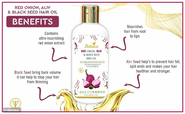 Red Onion Aliv And Black Seed Hair Oil Powered By Botanica For Men And Women- 300 Ml-thumb5