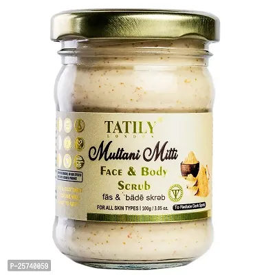 Tatily London Multani Mitti Face  Body Scrub | Tan, Dirt  Dead Skin Remover | Soft  Smooth Skin | 100g-thumb0