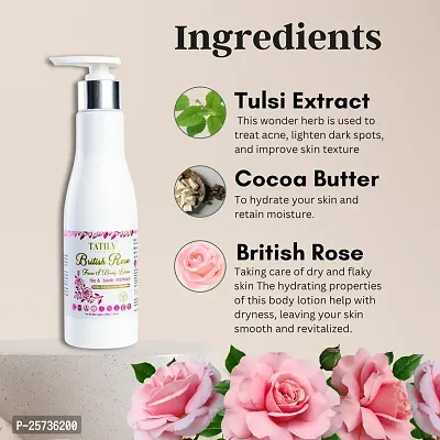 Tatily London British Rose Face  Body Lotion | Deep Nourish Lotion | Heals, Repairs, and Smoothes the Skin | Suitable for All Skin Types | 24-Hour Moisturization - 200g-thumb2