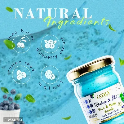 Tatily London Blueberry  Mint Face  Body Scrub for Blackhead and De-Tan Remover for Men  Women | Normal to Dry Skin - 100g-thumb4