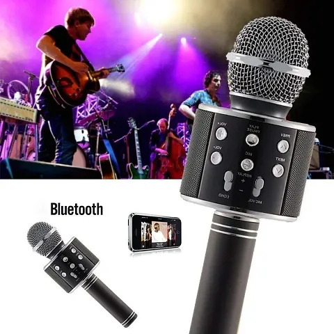 Advance Handheld Wireless Singing Mike Multi-Function Bluetooth Karaoke Mic with Microphone Speaker for All Smart Phone