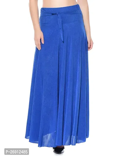 Texco Blue Solid Crepe Full Length Flared Skirts