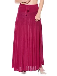 Texco Pink Solid Crepe Full Length Flared Skirts-thumb1