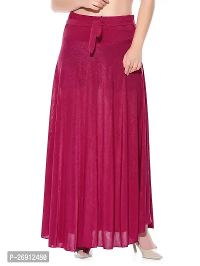 Texco Pink Solid Crepe Full Length Flared Skirts-thumb2