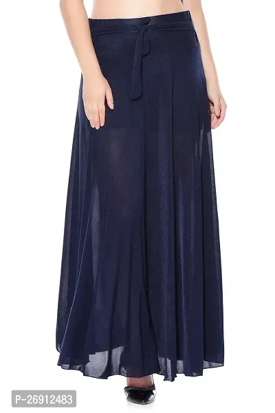 Texco Navy Blue Solid Crepe Full Length Flared Skirts