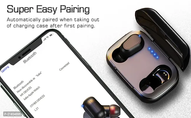 L21 Black TWS Bluetooth Earbuds with Charging Case, HIFI Sound and Bass - Black, True Wireless, In Ear-thumb3