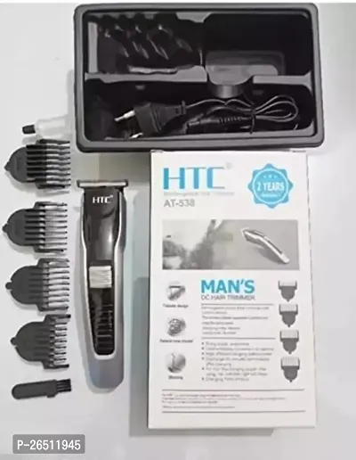 HTC AT-538 Orignal Rechargeable Hair Beard Moustache Trimmer Clipper Fully Waterproof Trimmer 100 min Runtime 10 Length Settings  (Black)-thumb5