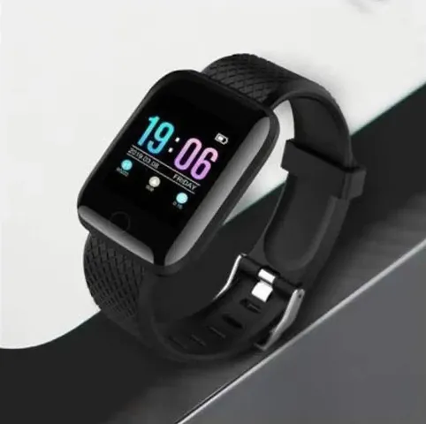 ID116 Smartwatch With Heart Rate Sensor for Men, Women, Kids BT V5.0 (Black) Smartwatch  (Black Strap, Free)