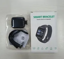 ID116 Smartwatch With Heart Rate Sensor for Men, Women, Kids BT V5.0 (Black) Smartwatch  (Black Strap, Free)-thumb1
