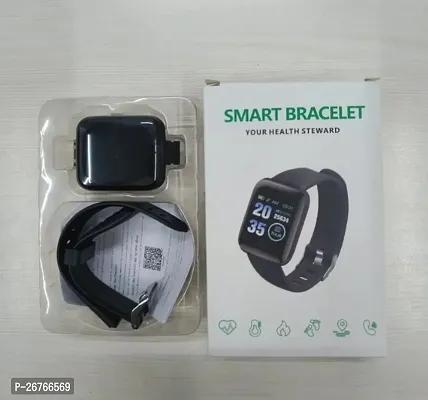 ID116 Smartwatch With Heart Rate Sensor for Men, Women, Kids BT V5.0 (Black) Smartwatch  (Black Strap, Free)-thumb2