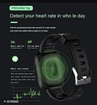 ID116 Smartwatch With Heart Rate Sensor for Men, Women, Kids BT V5.0 (Black) Smartwatch  (Black Strap, Free)-thumb5