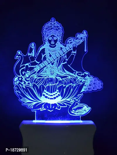 KRISHA RATAN The Maa Saraswati 3D Illusion Night Lamp Comes with 7 Multicolor and 3D Illusion Design Suitable for Room,Drawing Room,Lobby F79