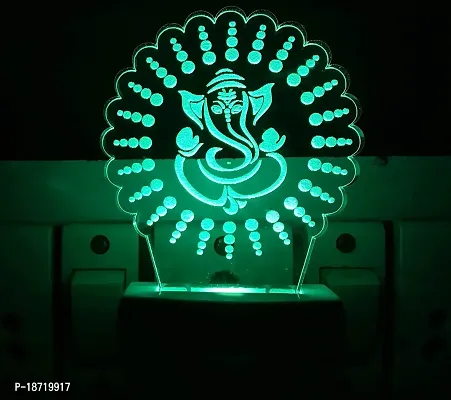 KRISHA RATAN The Shri Ganesh 3D Illusion Night Lamp Comes with 7 Multicolor and 3D Illusion Design Suitable for Room,Drawing Room,Lobby I11