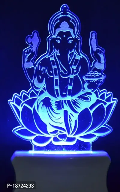 KRISHA RATAN The Lord Ganesh 3D Illusion Night Lamp Comes with 7 Multicolor and 3D Illusion Design Suitable for Room,Drawing Room,Lobby F21-thumb0