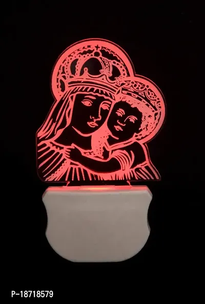 KRISHA RATAN The Mother Mary 3D Illusion Night Lamp Comes with 7 Multicolor and 3D Illusion Design Suitable for Room,Drawing Room,Lobby F53