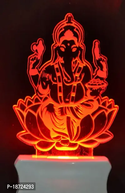 KRISHA RATAN The Lord Ganesh 3D Illusion Night Lamp Comes with 7 Multicolor and 3D Illusion Design Suitable for Room,Drawing Room,Lobby F21-thumb3