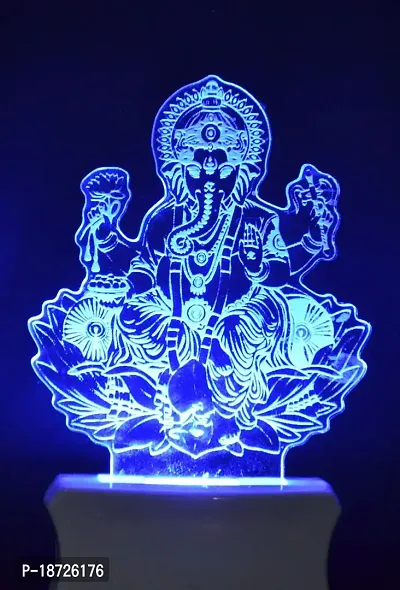 KRISHA RATAN The Lord Ganesh 3D Illusion Night Lamp Comes with 7 Multicolor and 3D Illusion Design Suitable for Room,Drawing Room,Lobby F23