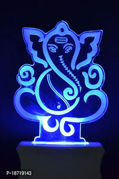 KRISHA RATAN The Lord Ganesh 3D Illusion Night Lamp Comes with 7 Multicolor and 3D Illusion Design Suitable for Room,Drawing Room,Lobby F88-thumb0