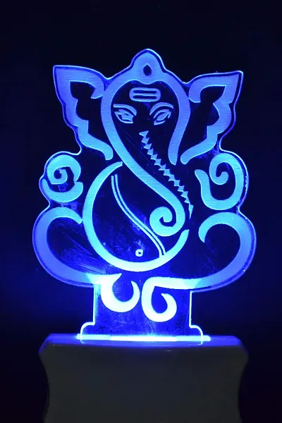 KRISHA RATAN The Lord Ganesh 3D Illusion Night Lamp Comes with 7 Multicolor and 3D Illusion Design Suitable for Room,Drawing Room,Lobby F88