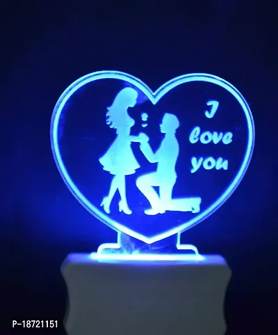 KRISHA RATAN The Couple Heart 3D Illusion Night Lamp Comes with 7 Multicolor and 3D Illusion Design Suitable for Room,Drawing Room,Lobby F30