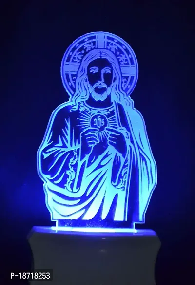 KRISHA RATAN The Jesus 3D Illusion Night Lamp Comes with 7 Multicolor and 3D Illusion Design Suitable for Room,Drawing Room,Lobby F35