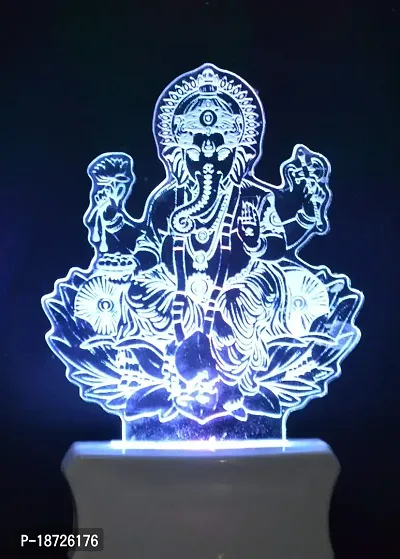 KRISHA RATAN The Lord Ganesh 3D Illusion Night Lamp Comes with 7 Multicolor and 3D Illusion Design Suitable for Room,Drawing Room,Lobby F23-thumb2