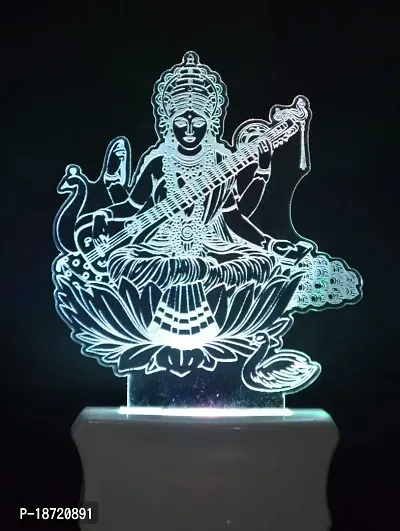 KRISHA RATAN The Maa Saraswati 3D Illusion Night Lamp Comes with 7 Multicolor and 3D Illusion Design Suitable for Room,Drawing Room,Lobby F79-thumb3